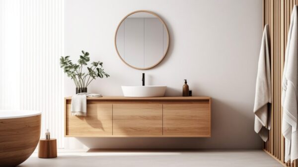stylish sleek japandi bathroom vanity ideas