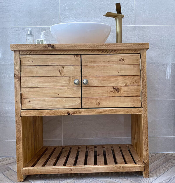 handmade rustic wood japandi bathroom vanity