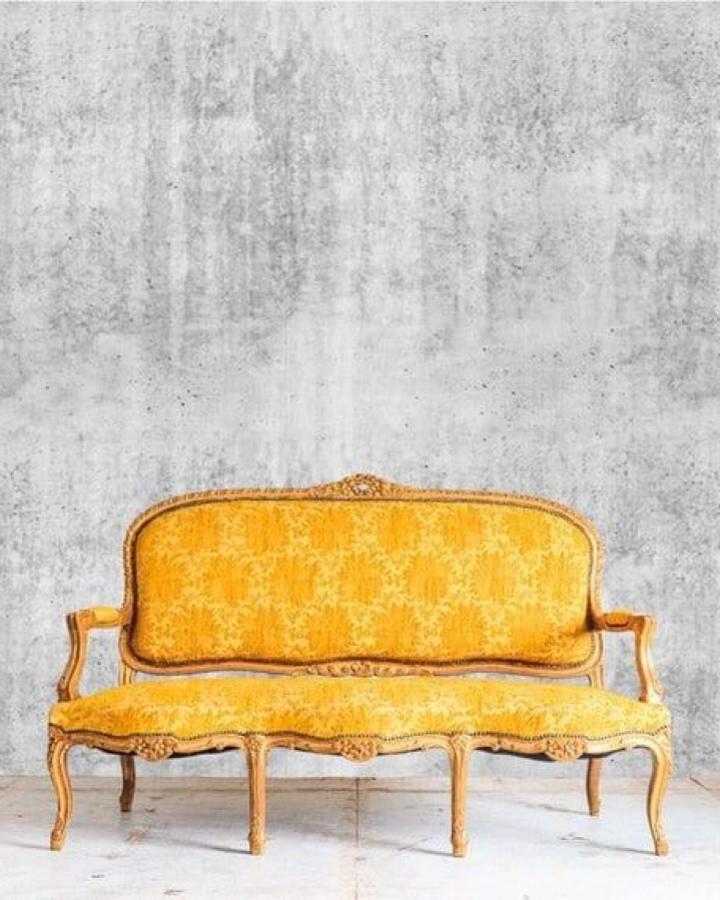 Concrete textured peel & stick wallpaper ideas for walls from AccentWallCustoms on Etsy creating an urban industrial backdrop.