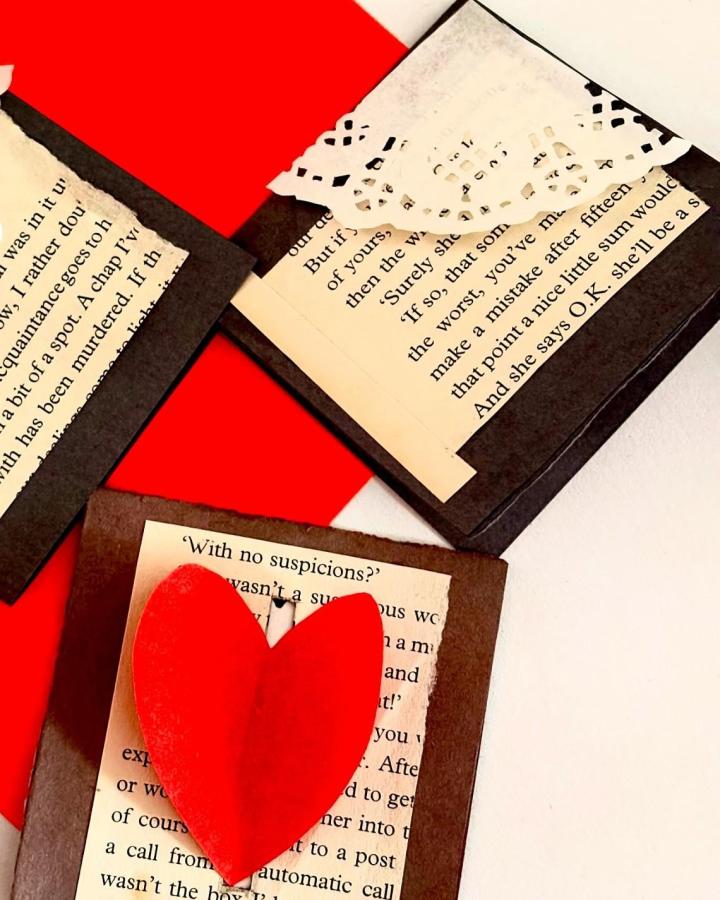 Brown and cream vintage paper valentines card with red heart and lace doily from @pictureitwiths handmade valentines card ideas paper craft